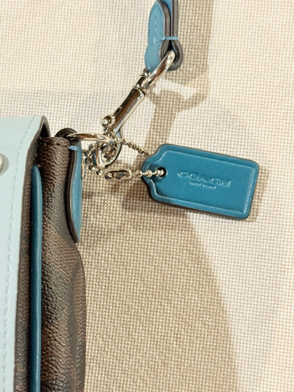 NWT Coach Reversible Signature Crossbody Bag Flap Teal Light Blue F59534 - Picture 11 of 14
